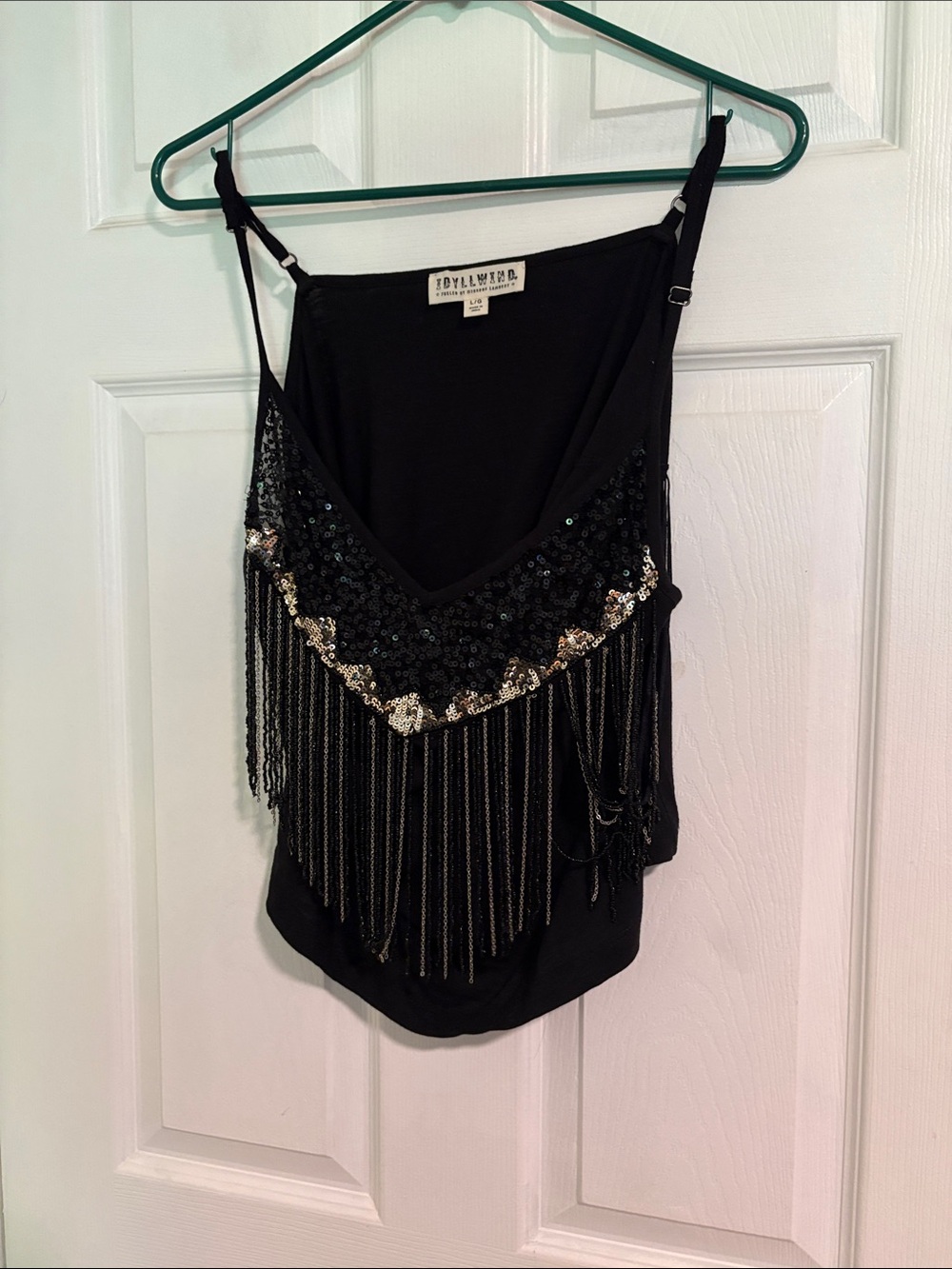 Idyllwind Black and Gold Sequin Fringe Cami